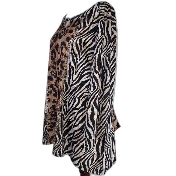 Hearts of Palm Wild Side Animal Print 3/4 Sleeve Tunic Size XL - Picture 5 of 9